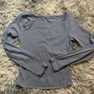 Madden Girl Long Sleeve Boatneck Top in Dusty Gray